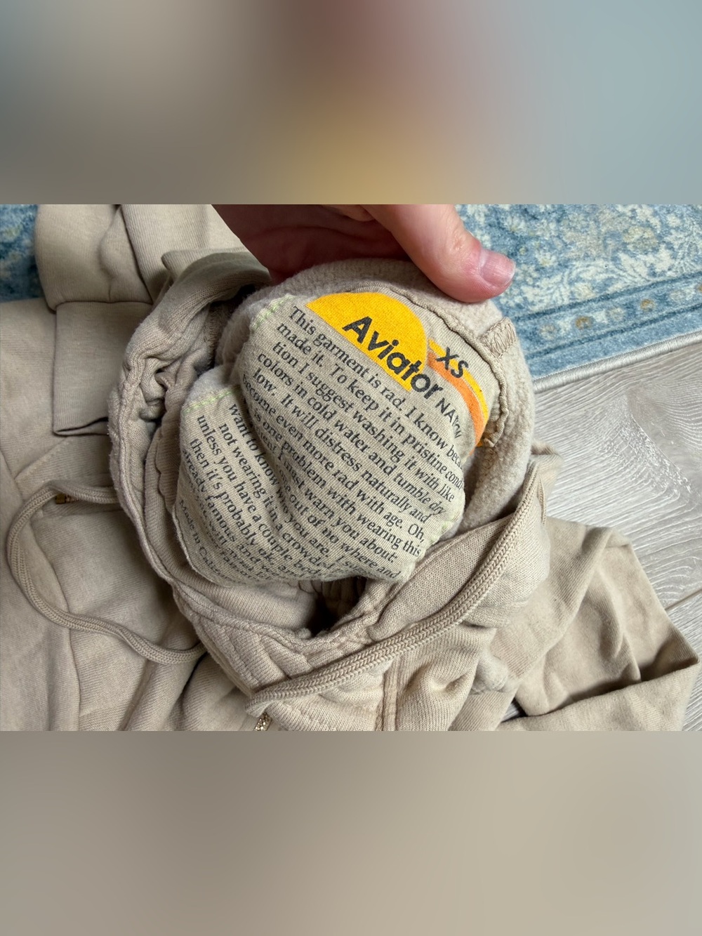 Aviator Nation Ninja Pullover Hoodie in Sand LA clean girl coastal beach prep - Picture 6 of 7